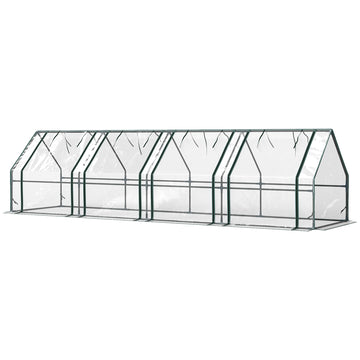 Portable Mini Greenhouse Tunnel Growing Tent Plants Flower Warm House w/ Zippered Roll-up Doors, Clear