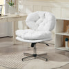 Computer Desk Chair, Armless Office Chair with Wide Padded Seat and Adjustable Height, White