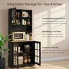 Kitchen Buffet with Hutch, Storage Pantry with 3 Cabinets, 2 Open Shelves and Large Countertop