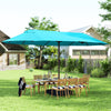 15ft Double-sided Patio Umbrella with Twin Canopy, Extra Large Outdoor Parasol with Crank for Pool, Deck, Market, Wine Red