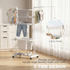 5-Tier Clothes Drying Rack, Foldable Laundry Drying Rack with Wheels, Side Wings, White