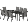 Outdoor Dining Sets for 8 with Stackable Chairs, Patio Dining Set with Glass Top Table for Garden, Patio, Backyard