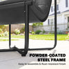 Outdoor Patio Chair, Comfy Sling Lounge Chair with Cushion, Breathable Wide Seat, Steel Frame, Dark Grey