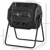 43 Gallon (160L) Tumbling Compost Bin Outdoor Dual Chamber 360° Rotating Composter with Sliding Doors, Solid Steel Frame and Gloves, Black