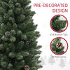 6ft Artificial Pencil Christmas Tree with 618 Branches, Pinecones, Metal Stand, Realistic Xmas Tree for Home