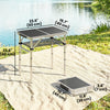 2ft Folding Camping Table, Picnic Table with Mesh Storage Layer, 4 Adjustable Heights and Carrying Handle, Black
