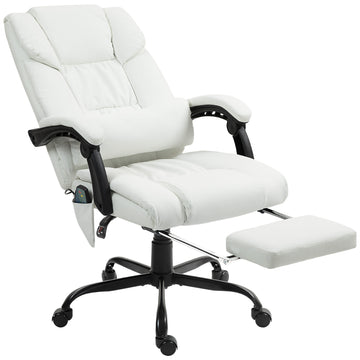 6-Point Vibration Massage Chair, Height Adjustable Reclining Computer Chair with Retractable Footrest, Brown