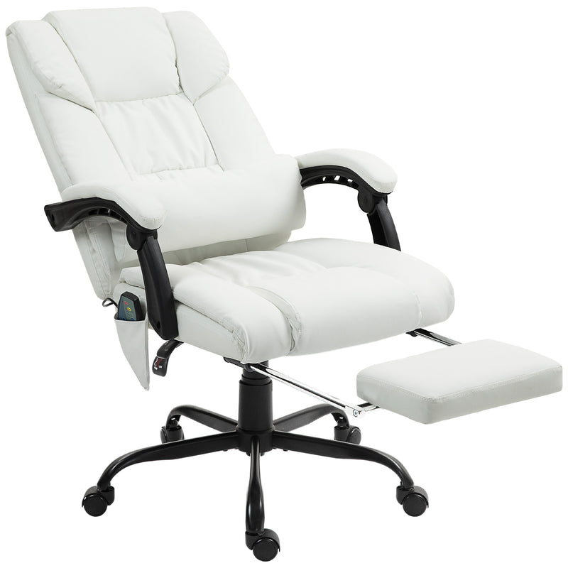 Fauteuil de massage vibrant à 6 points, chaise d'ordinateur inclinable et réglable en hauteur avec repose-pieds rétractable, brun