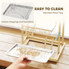 Bird Playground, 4 Layer Wooden Play Stand with Ladders, Chain Toy, Stainless Steel Cups and Tray for Small Birds