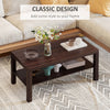 2 Tier Coffee Table with Storage Shelf, Rectangular Center Table for Living Room, Home Office Furniture Walnut