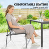 Outdoor Dining Set for 6, Faux Wood Patio Table and Chairs with Breathable Mesh Seat, Galvanized Steel Frame, Black