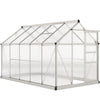 6' x 10' x 6.6' Polycarbonate Greenhouse, Walk-In Green House Kit Garden, Plants Grow, Galvanized Sheet Aluminum Frame with Rain Gutter, Vents and Sliding Door, Silver