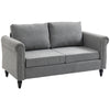 Vintage Loveseat, Upholstered Love Seat Furniture, Chenille-feel Fabric 2 Seater Sofa Couch with Rolled Arms, Gourd-Shaped Rubber Wood Legs for Living Room