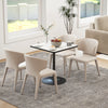 Dining Table for 4, Modern Kitchen Table with Marble Effect Tabletop and Round Base, White