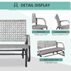 2 Seater Wicker Outdoor Glider Bench, Patio Swing Garden Bench, Garden Loveseat Rocking Chair, w/ Extra Wide Seat, Curved Backrest for Backyard, Poolside, Lawn, Mixed Grey