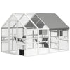 Outdoor Cat Enclosure Wooden Feral Cat House w/ Weatherproof Canopy, Bridges, Resting Boxes, Platforms, for 3-6 Cats