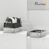 Panda Style XL Stainless Steel Cat Litter Box with Lid, Enclosed Kitty Litter Box with Scoop, 23.7