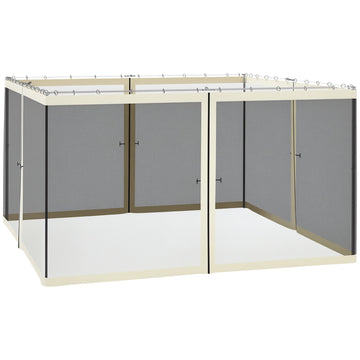 Replacement Mosquito Netting for Gazebo 12' x 12' Black Screen Walls for Canopy with Zippers for Parties and Outdoor Activities, Cream White