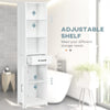 Modern Bathroom Cabinet, Narrow Bathroom Vanities with 3 Open Shelves, Drawer and Adjustable Shelf, White
