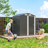 5ft x 4ft Garden Metal Storage Shed, Tool Storage Shed with Top Vents, Sliding Door, Sloped Roof and Foundation Kit for Garden, Patio, Lawn, Dark Grey