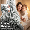6ft Snow Flocked Christmas Tree with 650 Branch Tips, Hinged Design, Artificial Fir Xmas Tree, Green and White