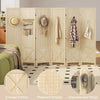 Wooden Room Divider with Pegboard Display, 6 Panel Folding Privacy Screen for Home Office, Natural Wood