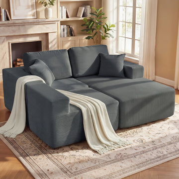 2-in-1 Modular Sectional Sofa, Boneless L Shaped Couch Sofa Bed