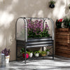 Raised Garden Bed with Cover, Metal Elevated Planter Box with Bottom Shelf and Liner, Black