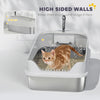 Cat Litter Box Stainless Steel with Metal Litter Scoop, Never Absorbs Odors, Anti Leakage, 24