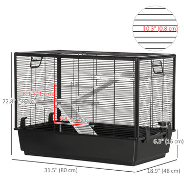 3-tier Hamster Cage, Guinea Pig Cage, Pet Chinchillas Play House Indoor with Accessories Food Dish Water Bottle, Ramps, 31.5