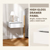 Set of 2 Wall Mounted Bedside Tables, Floating Nightstands with Drawer for Bedroom, White