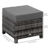 Patio Rattan Ottoman, Outdoor Wicker Footrest with Soft Cushion, Metal Frame for Backyard, Garden, and Poolside, Grey