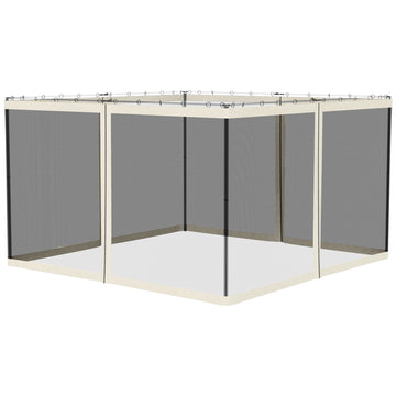 Replacement Mosquito Netting for Gazebo 10' x 12' Black Screen Walls for Canopy with Zippers, White