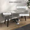 39 Inches Upholstered Bedroom Bench, Modern End of Bed Bench with Steel Legs, Grey
