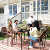5 Pieces Outdoor Dining Set for 4, PE Wicker Rattan Patio Furniture Set with Stackable Chairs and Glass Table Top