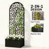 Metal Raised Garden Bed with Trellis for Climbing Plants, Freestanding or Wall Mounted Flower Bed with Privacy Panel