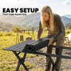 4ft Folding Camping Table, Waterproof Picnic Table with Roll Up Top and Metal Frame, Black