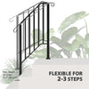 2-3 Step Handrails for Outdoor Steps, Metal Outdoor Stair Railing, Porch Deck Railing with Installation Kit, Black