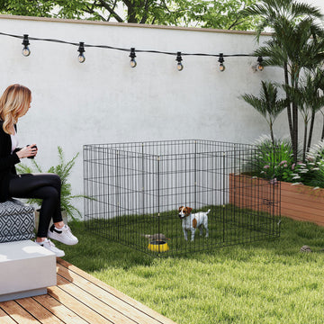 8 Panels Foldable Dog Playpen with Bottom Pad & Top Cover, 30
