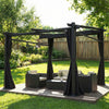 Metal Pergola with Sliding Roof Canopy, Retractable Pergola Canopy, 10' x 10', Black