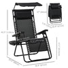Outdoor Zero Gravity Reclining Lounger Chair with Canopy Shade, Side Tray, Cupholder, Black
