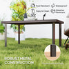 Metal Outdoor Side Table, Rectangle Patio Coffee Table with Woodgrain Tabletop for Outside Garden, Brown