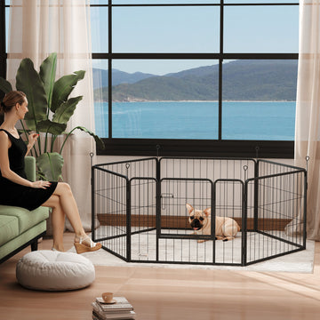 Heavy Duty Dog Playpen with Door for Small Dogs, 6 Panels, 23.5