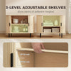 Sideboard Buffet Cabinet with Curved Tambour Doors and Storage, Natural Wood