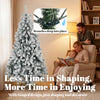 6ft Snow Flocked Christmas Tree with 650 Branch Tips, Hinged Design, Artificial Fir Xmas Tree, Green and White