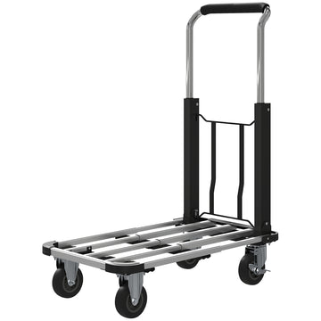 330 lbs Heavy Duty Hand Truck, Folding Trolley, Dolly with Adjustable Handle and Extendable Platform, Silver and Black