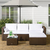 3pcs Modern Rattan Sofa Set, Wicker Patio Furniture Set with Coffee Table, Cushions, Pillows