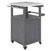 Grill Table with Stainless Steel Top, Pizza Oven Table with Storage Cabinet, Spice Rack, Wheels, Handle, Dark Grey