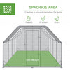 Chicken Run Outdoor, Galvanized Large Metal Chicken Coop Cage, Walk-in Enclosure Poultry Hen Run House Playpen Rabbit Hutch with Flat Roof, Cover, 9.2'x24.9'x6.5',Silver