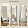Floor Standing Mirror, Full Length Mirror, Free Standing, Leaning or Wall Mirror with Frame for Bedroom, Dark Wood Grain